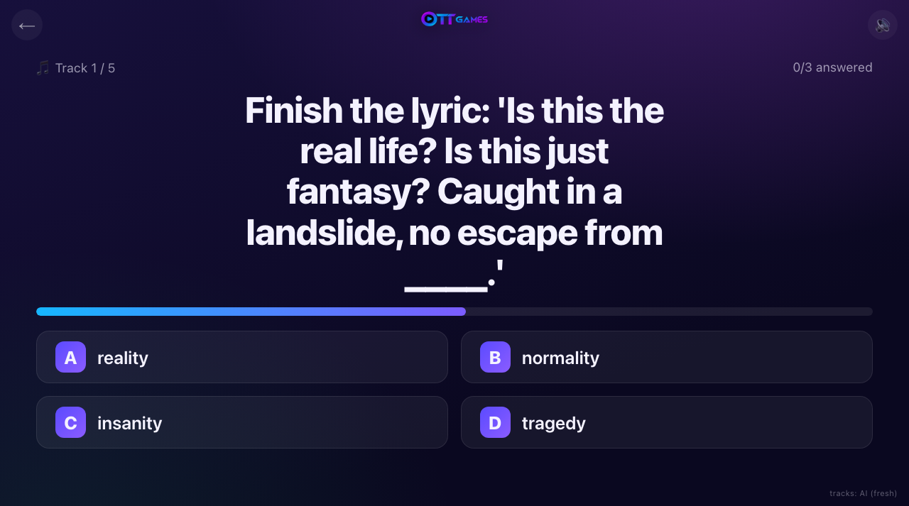 Music Trivia on the TV screen